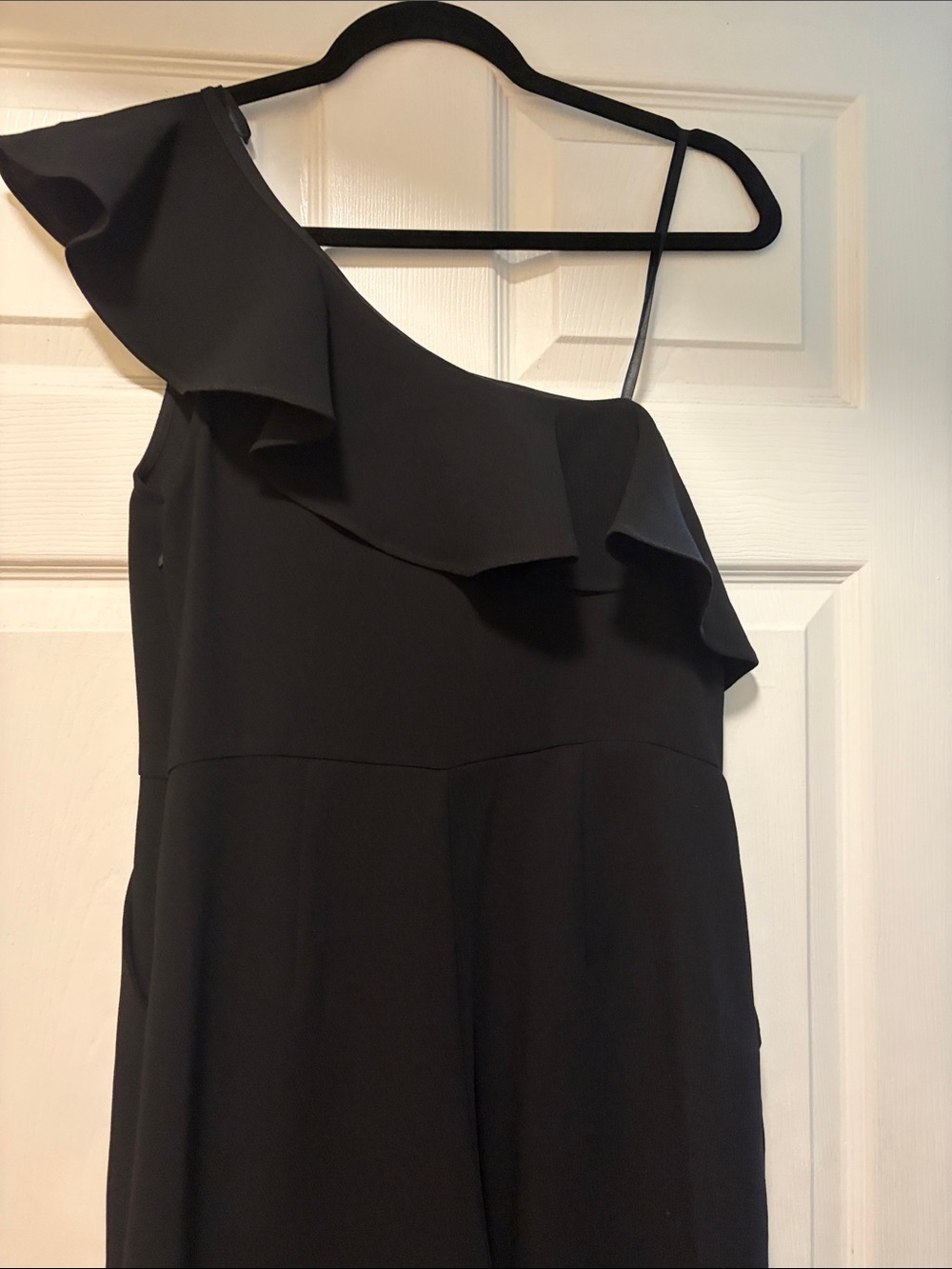 BCBG Black One-Shoulder Ruffled Jumpsuit - Picture 4 of 4